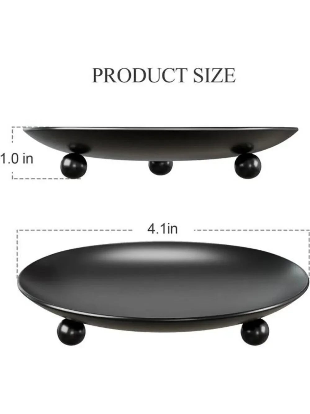 Set of 2 black metal pillar candle holders round candle plates for table decor